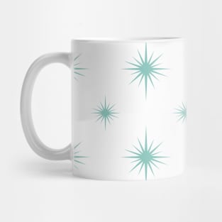 Aqua Blue Atomic Starburst Mid Century Pattern Mug